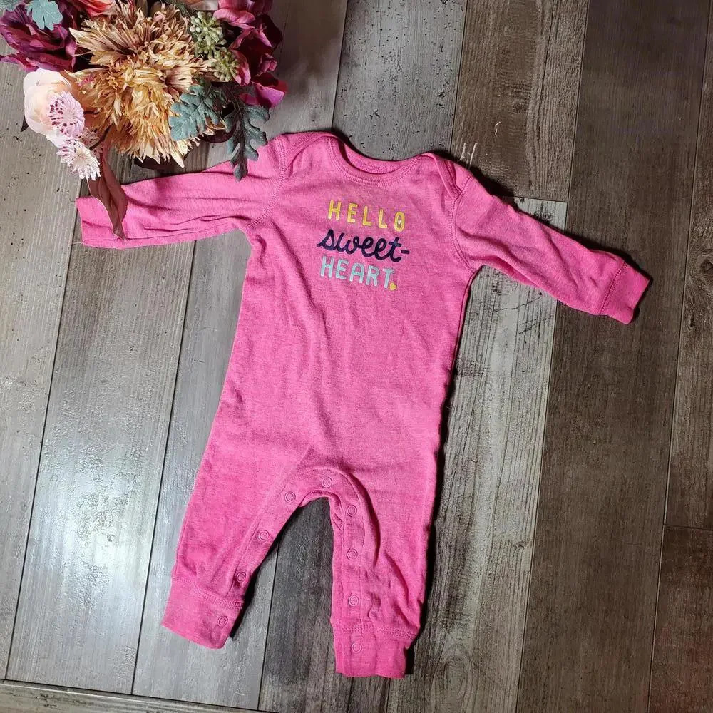 Carter's Hello Sweetheart Pink Romper Baby Girl Size 6 Months